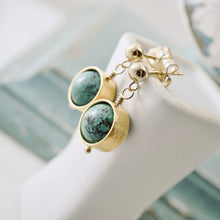 Load image into Gallery viewer, TN Turquoise Orbit Ball Post Earrings (Gold-filled / Vermeil)