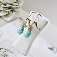Load image into Gallery viewer, TN Natural Turquoise Faceted Drop Earrings (GF)