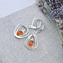 Load image into Gallery viewer, TN Rounded Triangle Carnelian Hoop Earrings (SS)