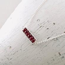 Load image into Gallery viewer, TN Ruby Quartz Long Bar Necklace (Sterling Silver)