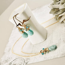 Load image into Gallery viewer, TN Natural Turquoise Faceted Drop Earrings (GF)