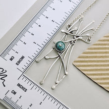 Load image into Gallery viewer, AM - Whimsical Trellis Turquoise Garden Necklace (Sterling)