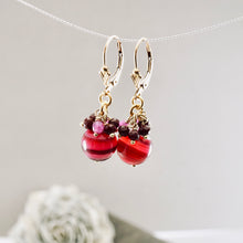 Load image into Gallery viewer, TN Pink Agate, Jade & Ruby Earrings (Gold-filled)
