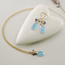 Load image into Gallery viewer, TN Frosty Blue Chalcedony & Lapis Pendant (Gold-filled)