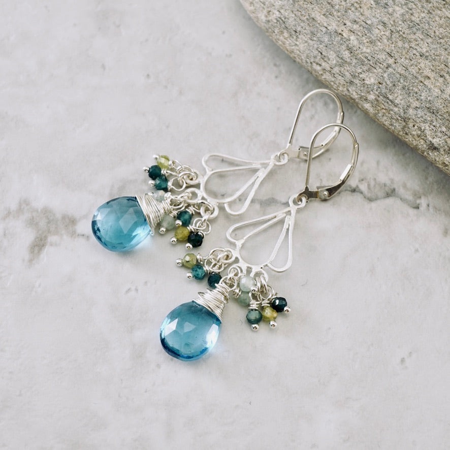 Swiss Blue Topaz Chandelier Earrings