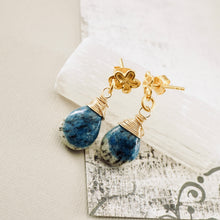 Load image into Gallery viewer, TN K-2 Jasper Flower Earrings (gold-vermeil)