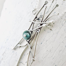 Load image into Gallery viewer, AM - Whimsical Trellis Turquoise Garden Necklace (Sterling)