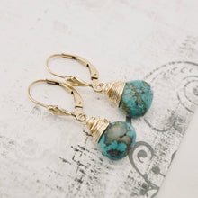 Load image into Gallery viewer, TN Natural Turquoise Petite Drop Earrings (GF)