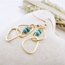 Load image into Gallery viewer, TN Double Triangle Turquoise Hoop Earrings (GF)
