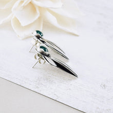 Load image into Gallery viewer, AM - Green Onyx Leaf Stud Earrings (SS)