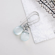 Load image into Gallery viewer, TN Blue Chalcedony Long Earrings (SS)