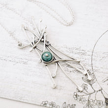 Load image into Gallery viewer, AM - Whimsical Trellis Turquoise Garden Necklace (Sterling)