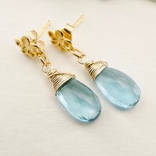 Load image into Gallery viewer, TN Premium Blue Topaz Drop Earrings (GF)