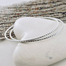 Load image into Gallery viewer, LS - Stackable Flat Medium Bead Bangle Bracelet (SS)