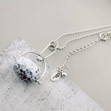 Load image into Gallery viewer, PS - Petite Swings Fired Agate Swivel Drop Pendant (Sterling)
