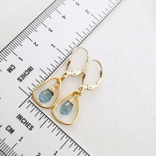 Load image into Gallery viewer, TN Rounded Triangle London Blue Topaz Hoop Earrings (GF)