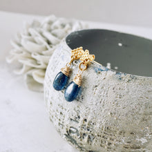 Load image into Gallery viewer, TN Royal Blue Kyanite Textured Post Earrings (Gold-vermeil)