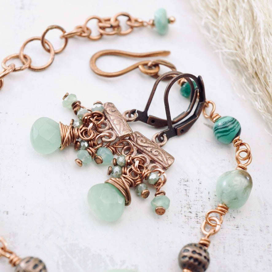 Green Chrysoprase Petite Chandelier Earrings