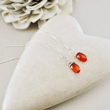 Load image into Gallery viewer, TN Carnelian Threader Box Chain Earrings (SS)