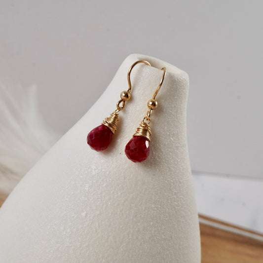 Natural Petite Ruby Drop Earrings