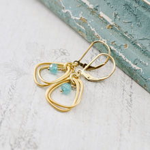 Load image into Gallery viewer, TN Rounded Triangle & Blue Jade Hoop Earrings