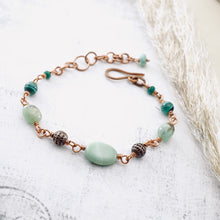 Load image into Gallery viewer, TN Green Chrysoprase &amp; Malachite Copper Bracelet (Adjustable)