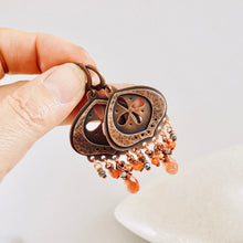 Load image into Gallery viewer, TN Sand Dollar Sunstone Chandelier Earrings (Copper)