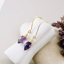 Load image into Gallery viewer, TN Amethyst Drop Earrings (Gold Vermeil)