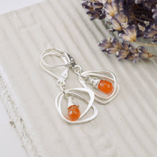 Load image into Gallery viewer, TN Rounded Triangle Carnelian Hoop Earrings (SS)