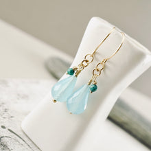 Load image into Gallery viewer, TN Azure Breeze Chalcedony Earrings (Gold-filled)