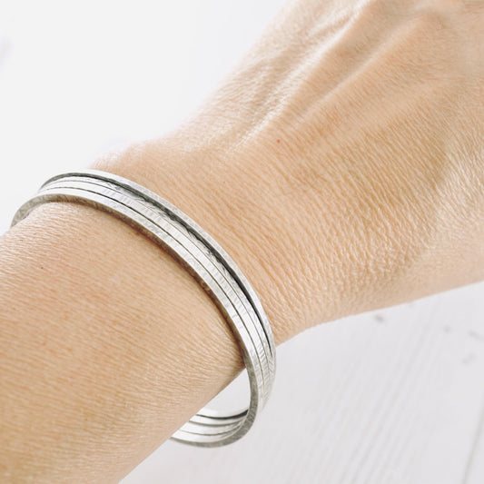 Stackable Square Forged Bangle Bracelet