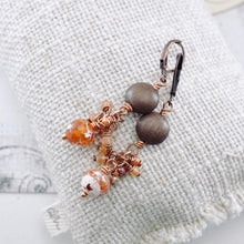 Load image into Gallery viewer, TN Fire Agate &amp; Sunstone Cluster Earrings (Copper)
