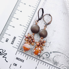 Load image into Gallery viewer, TN Fire Agate &amp; Sunstone Cluster Earrings (Copper)