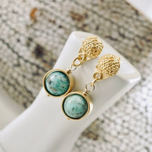 Load image into Gallery viewer, TN Petite Poppy Post Turquoise Earrings (Vermeil)