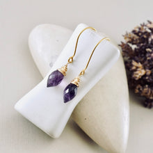 Load image into Gallery viewer, TN Amethyst Drop Earrings (Gold Vermeil)
