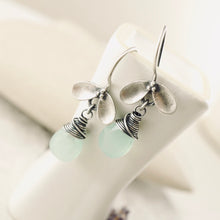 Load image into Gallery viewer, TN Ladybug Green Chalcedony Earrings (SS)