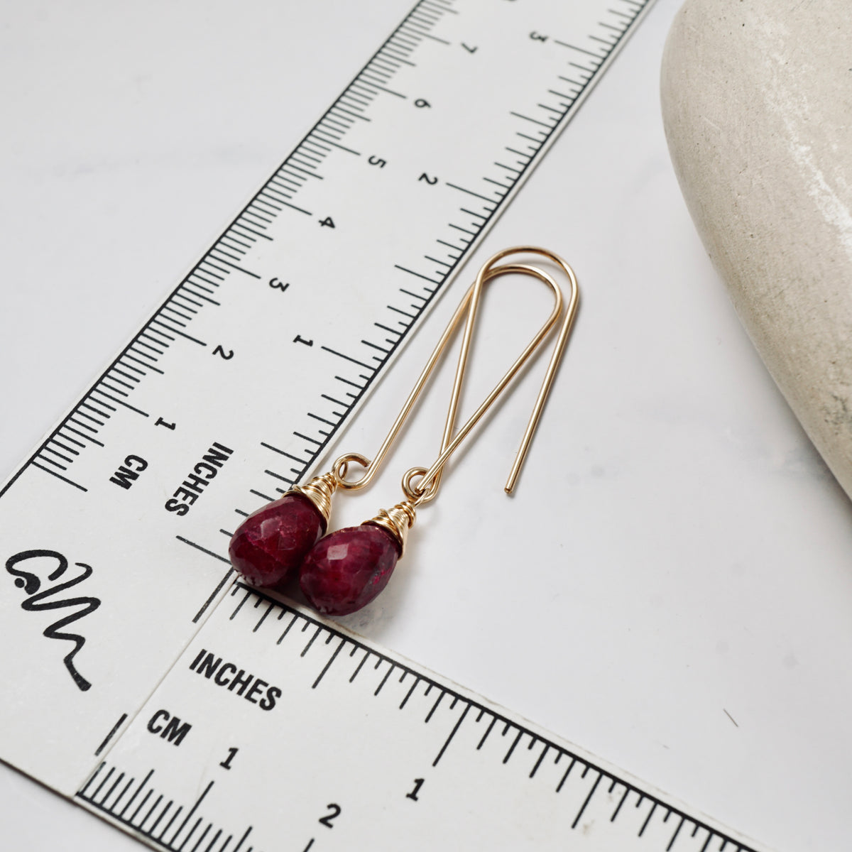 Natural Ruby Long Drop Earrings