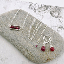 Load image into Gallery viewer, TN Natural Ruby Petite Bar Necklace (Sterling Silver)