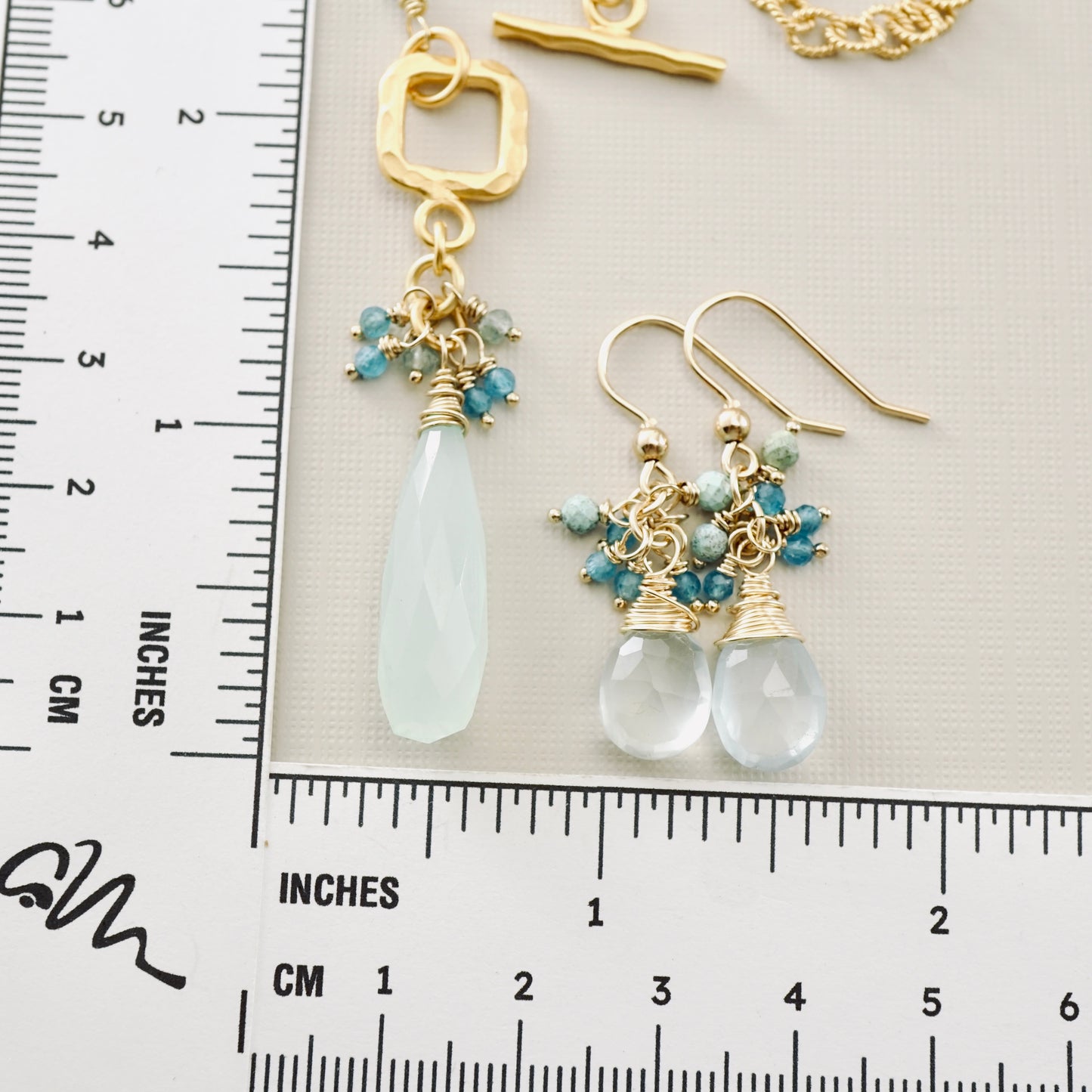 Blue Chalcedony & Apatite Earrings
