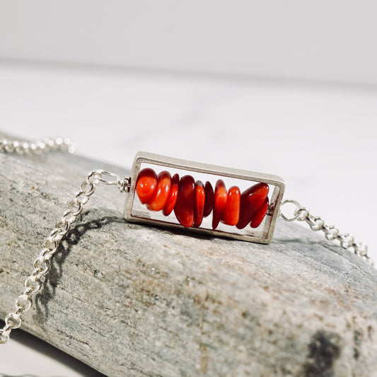 Coral Petite Bar Necklace