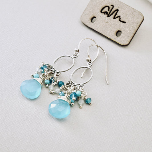 Blue Chalcedony Petite Chandelier Earrings