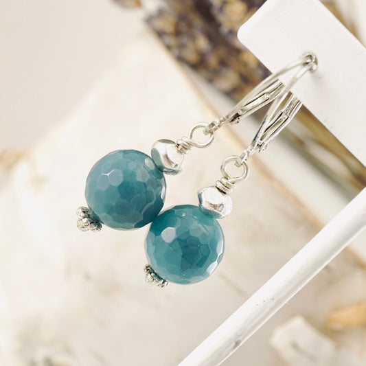 Blue Agate & Silver Earrings