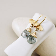 Load image into Gallery viewer, TN Moss Aquamarine Ladybug Earrings (Gold Vermeil)