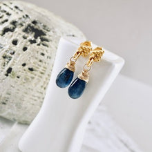 Load image into Gallery viewer, TN Royal Blue Kyanite Textured Post Earrings (Gold-vermeil)