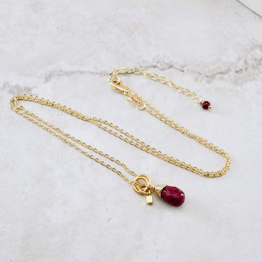 Natural Ruby Drop Pendant