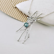 Load image into Gallery viewer, AM - Whimsical Trellis Turquoise Garden Necklace (Sterling)