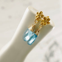 Load image into Gallery viewer, TN Premium Blue Topaz Drop Earrings (GF)