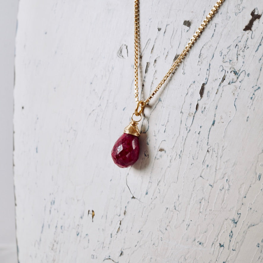 Petite Natural Ruby Drop Earrings