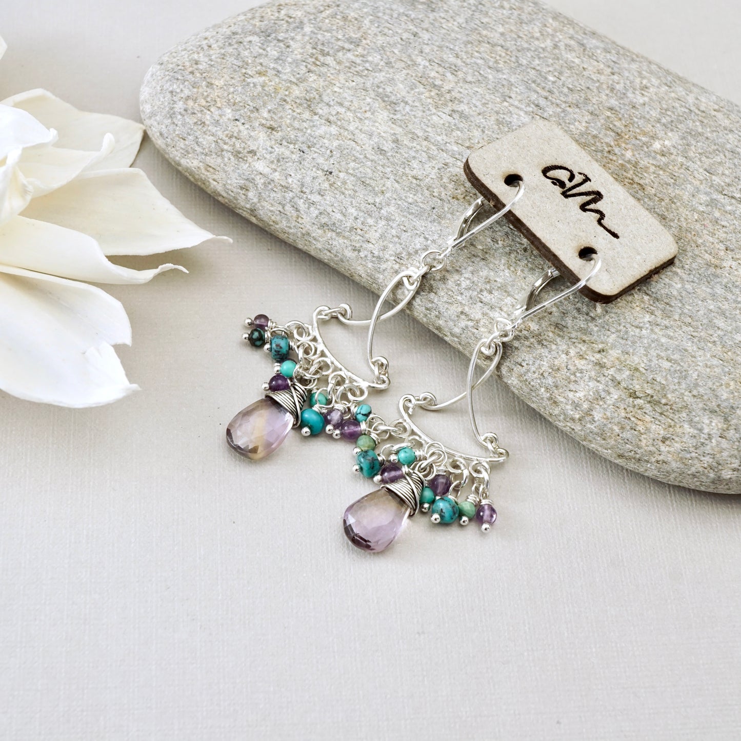 Ametrine Bouquet Chandelier Earrings