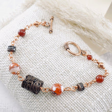 Load image into Gallery viewer, TN Fire Agate Copper Noodle Bracelet (Toggle Clasp)